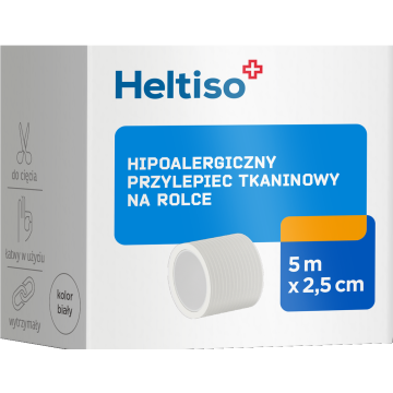 Heltiso, przylep., tkaninowy,5m x 2,5cm, 1 szt (rolka)