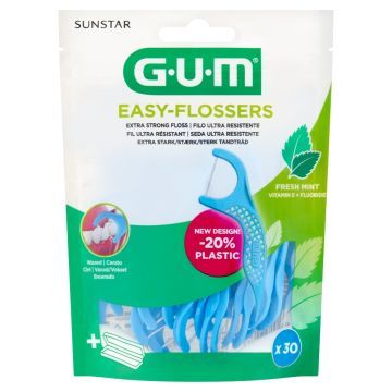 Gum Easy Flossers, nici dentystyczne,na uchwycie,30 szt