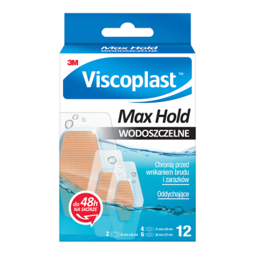 Viscoplast Max Hold, wodoszczelne plastry, miks rozmiarów, 12 szt.