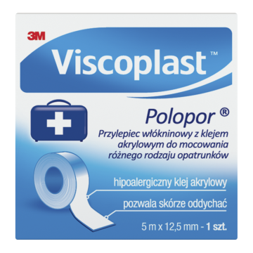 Viscoplast Polopor, przylepiec włókninowy, 5 m x 12,5 mm, 1 szt.