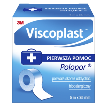 Viscoplast Polopor, przylepiec włókninowy, 5 m x 25 mm, 1 szt.