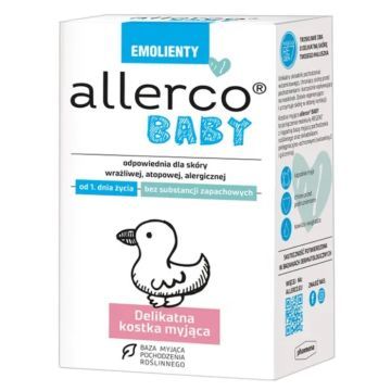 Allerco Baby Emolienty, delikatna kostka myjąca, od 1. dnia życia, 100 g