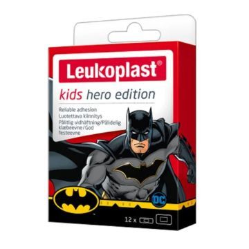 Leukoplast Kids Hero Edition (Batman), plastry z opatrunkiem w dwóch rozmiarach, 12 szt.