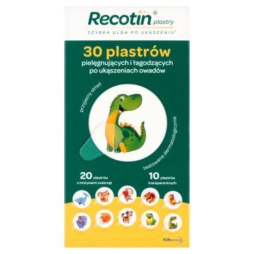 Recotin, plastry pielęgnujące i łagodzące po ukąszeniach owadów, 30 szt.