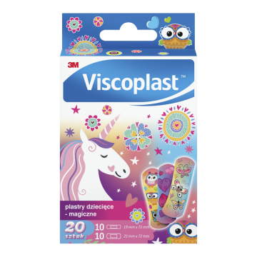 Viscoplast Plastry Magiczne, dekorowane plastry dla dzieci, 2 rozmiary, 20 szt.