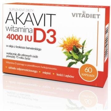 Akavit witamina D3 4000IU, powyzej 75 r.z., kaps.,  60 szt