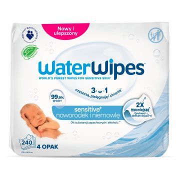 WaterWipes BIO chusteczki nawilżane dla noworodków i niemowląt 240 sztuk