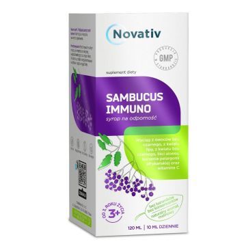 Novativ Sambucus immuno, syrop,na odpornosc, 120 ml