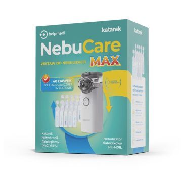 NebuCare Max, nebulizator + 40 szt. roztworu soli fizjologicznej, 1 zestaw