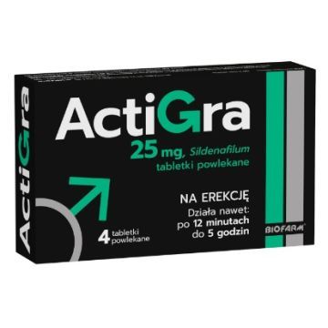 Actigra, 25 mg, tabletki powlekane, 4 szt.