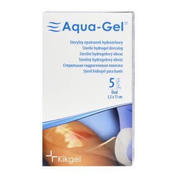 Aqua-Gel, opatrunek hydrożelowy, 5,5 x 11 cm (owalny), 5 szt.