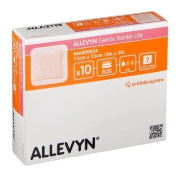 Allevyn Gentle Border Lite, opatr., 7,5x 7,5 cm, 10 szt