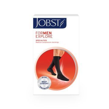 Jobst for Men Explore, rozmiar: IV, czarne, podkolanówki uciskowe dla mężczyzn, CCL 1, 1 para