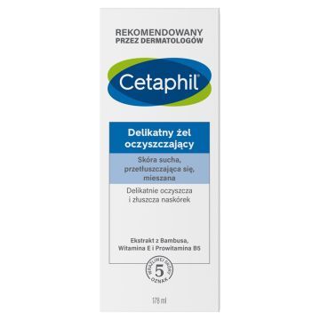 Cetaphil, delikatny żel oczyszczający do twarzy z peelingiem, 178 ml