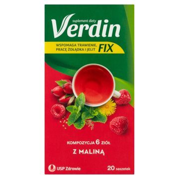 Verdin fix z maliną, susz ziołowy, 20 szt.