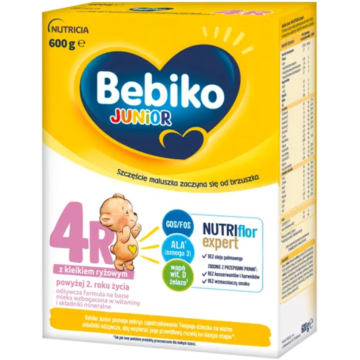 Bebiko Junior 4R NUTRIflor Expert, odżywcza formuła na bazie mleka z kleikiem ryżowym, powyżej 2. roku życia, proszek, 600 g