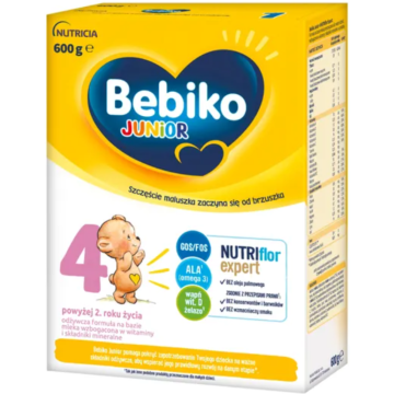 Bebiko Junior 4 NUTRIflor Expert, odżywcza formuła na bazie mleka, powyżej 2. roku życia, proszek, 600 g