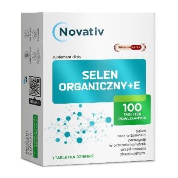 Novativ Selen Organiczny + E, tabl.powl.,100 szt