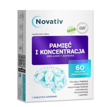 Novativ Pamięć i koncentracja, tabletki powlekane, 60 sztuk