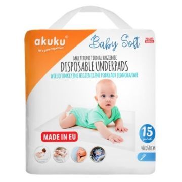 Akuku Baby Soft, podkl., jednorazowe, 40x60cm, A0500, 15 szt