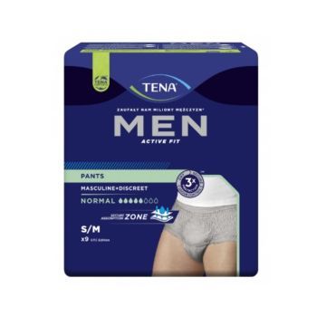 Tena Men Pants Normal OTC Edition, majtki chłonne, rozmiar S/M, grey, 9 szt.