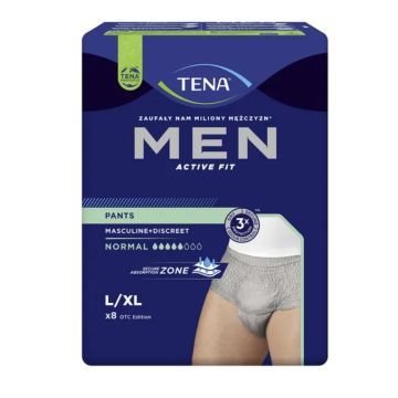 Tena Men Pants Normal OTC Edition, majtki chłonne, rozmiar L/XL, grey, 8 szt.