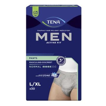 Tena Men Pants Normal, majtki chłonne, rozmiar L/XL, grey, 30 szt.