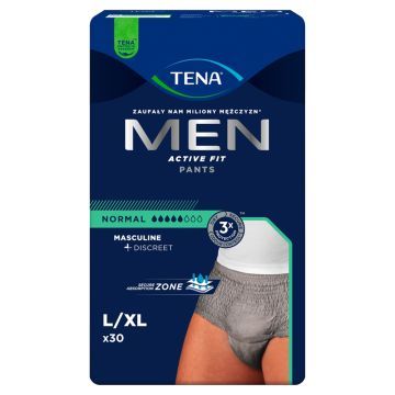 Tena Men Pants Normal, majtki chłonne, rozmiar L/XL, grey, 30 szt.