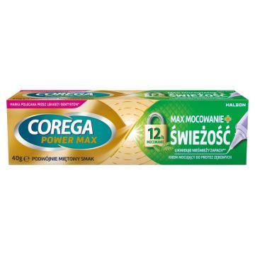 Corega Power Max Mocowanie+Swiezosc,krem,do protez,miet,40 g