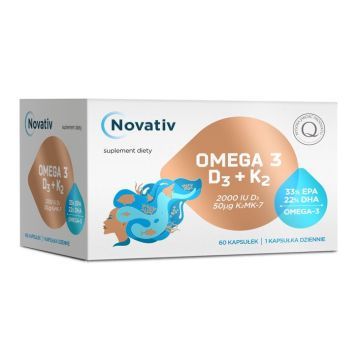 Novativ Omega 3 D3 + K2, kapsułki, 60 sztuk