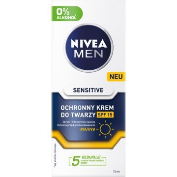 Nivea For Men, krem, ochr.,nawilz.,SPF 15,Sensitive, 75 ml