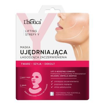 L'Biotica Lifting Strefy Y, maska do twarzy ujędrniająca, łagodząca zaczerwienienia, 1 szt.