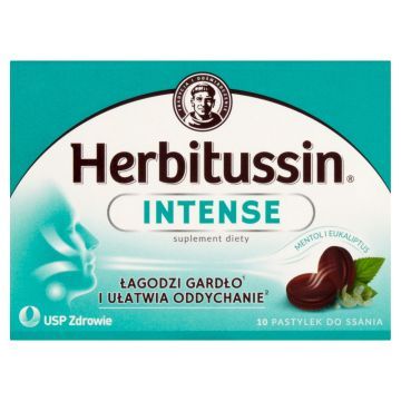 Herbitussin Intense, pastyl. do ssania, 10 szt
