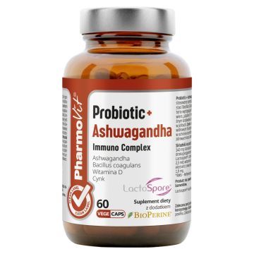 Probiotic+Ashwagandha Immuno Complex Clean Lab,Ph,kaps,60szt