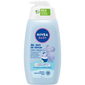 Nivea Baby, zel,do mycia ciala,wlosow,2w1, 500 ml,pompka