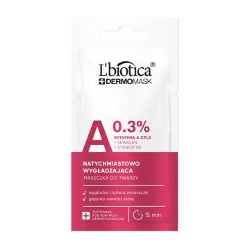 L'biotica Dermomask, ekspresowo wygładzająca maska z witaminą A, 8ml