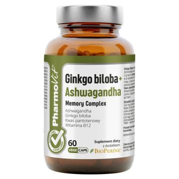 Ginkgo biloba+Ashwag.Memory C.Clean label Pharm.,kaps,60szt
