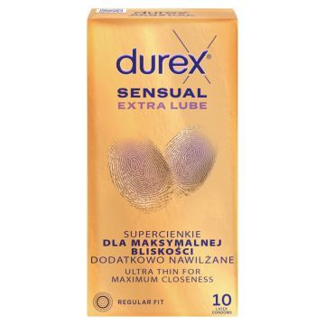Durex Sensual Extra Lube, prezer, super cienkie,nawilż,10szt