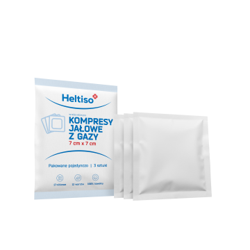HELTISO kompresy jałowe z gazy bawełnianej 17 nitkowe 12 warstwowe 7cm x 7cm a” 3 szt.