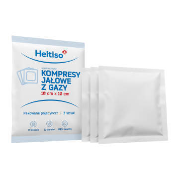 Heltiso, kompr. jał. z gazy baw, 17nit.,12w, 10x10cm, 3 szt (pak. pojedyn.)