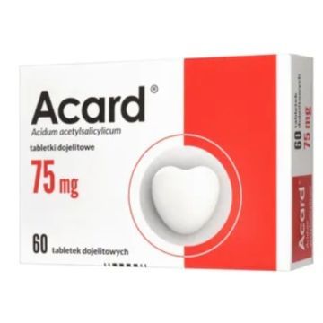 Acard, 75 mg, tabletki dojelitowe powlekane, 60 szt.