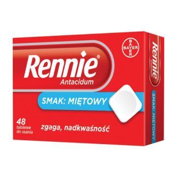 Rennie Antacidum, 680 mg+80 mg, tabletki do ssania, smak miętowy, 48 szt.