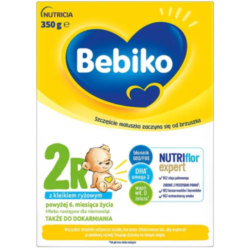 Bebiko 2R NUTRIflor Expert, mleko następne dla niemowląt z kleikiem ryżowym, 6 m+, proszek, 350 g