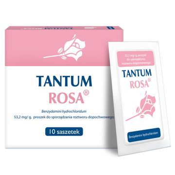 Tantum Rosa, 53,2 mg/g, proszek do sporządzania roztworu dopochwowego, 10 saszetek