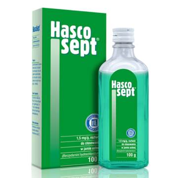 Hascosept, 1,5 mg/g, roztwór do stosowania w jamie ustnej, 100 g