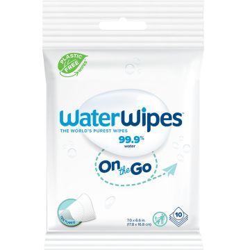 WaterWipes™ BIO OnTheGo chusteczki nawilżane, szybkie odświeżenie dla każdego, 10 sztuk