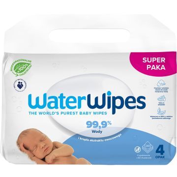 WaterWipes™ BIO chusteczki nawilżane dla noworodków i niemowląt 240 sztuk