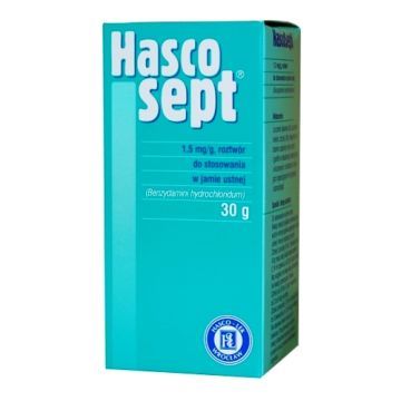 Hascosept, 1,5 mg/g, aerozol do stosowania w jamie ustnej, 30 g