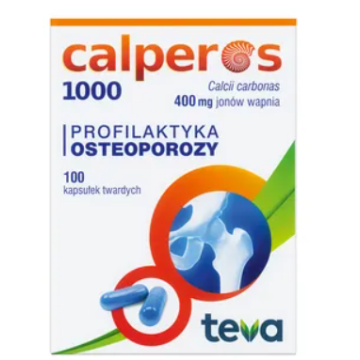 Calperos 1000, 400 mg jonów wapnia, kapsułki twarde, 100 szt.