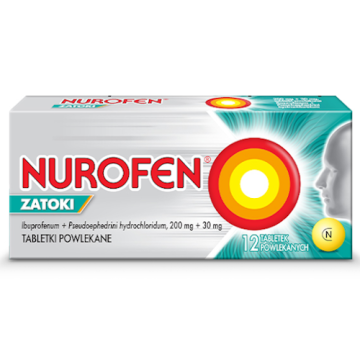 Nurofen Zatoki, 200 mg + 30 mg, tabletki powlekane,12 szt.